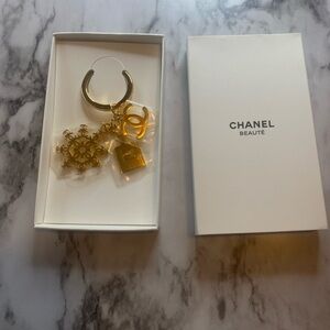 New Chanel Gold Key Chain Mini Perfume Snow Flake Logo